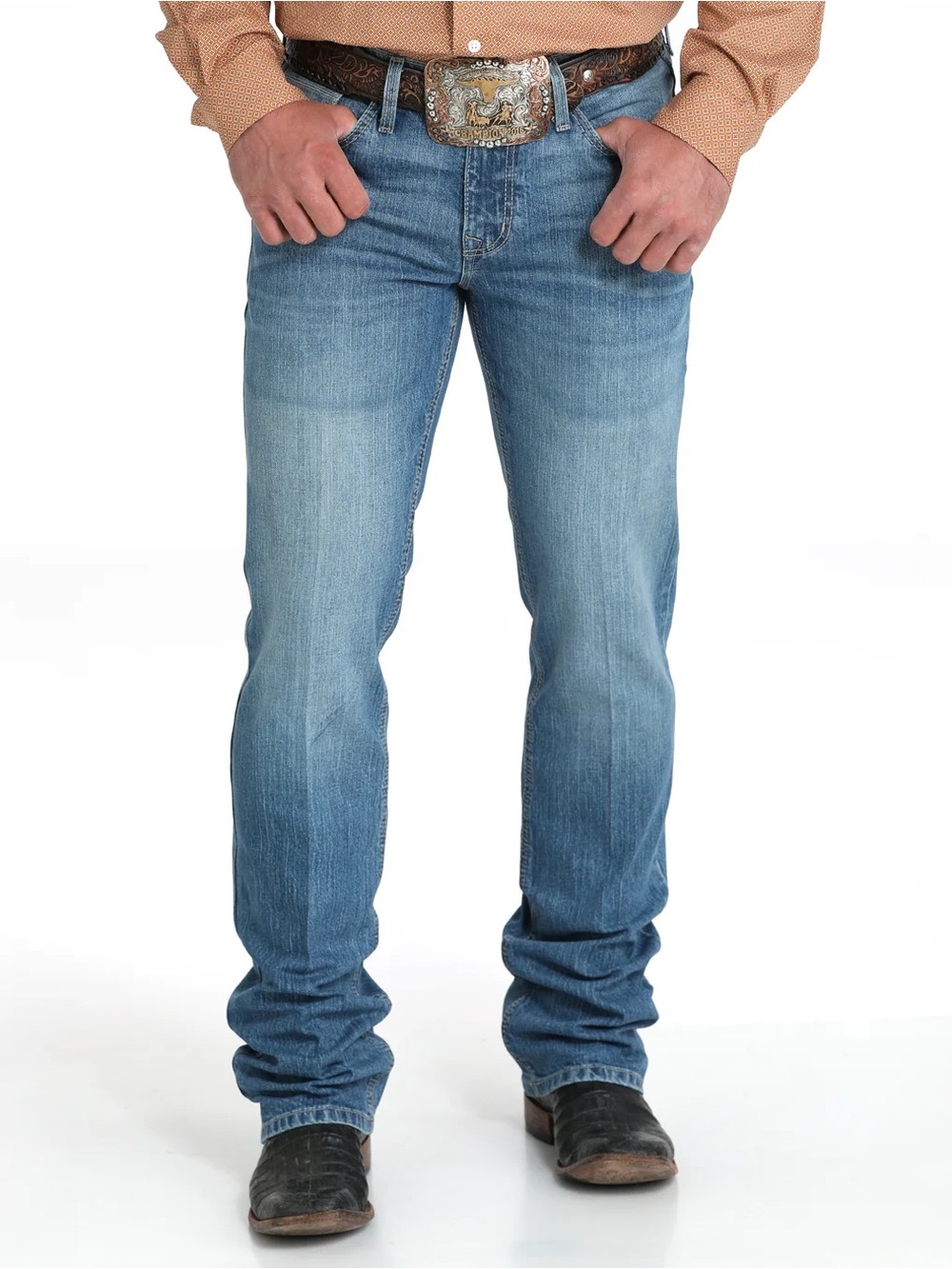 Men’s Cinch Medium Wash Boot Cut Jeans - 34 x 34